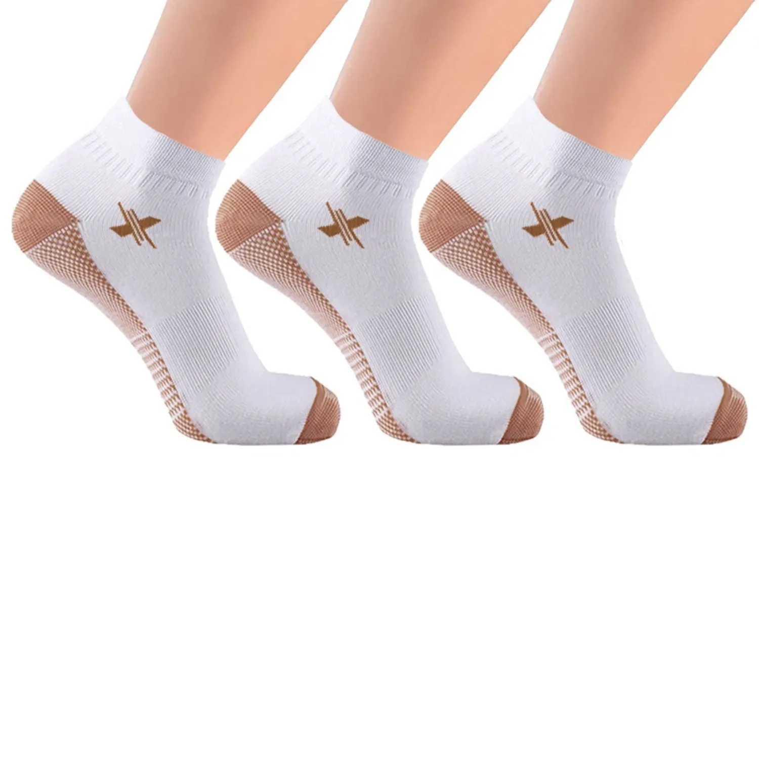 3-Pairs: High Performance Copper-Infused Ankle Compression Socks