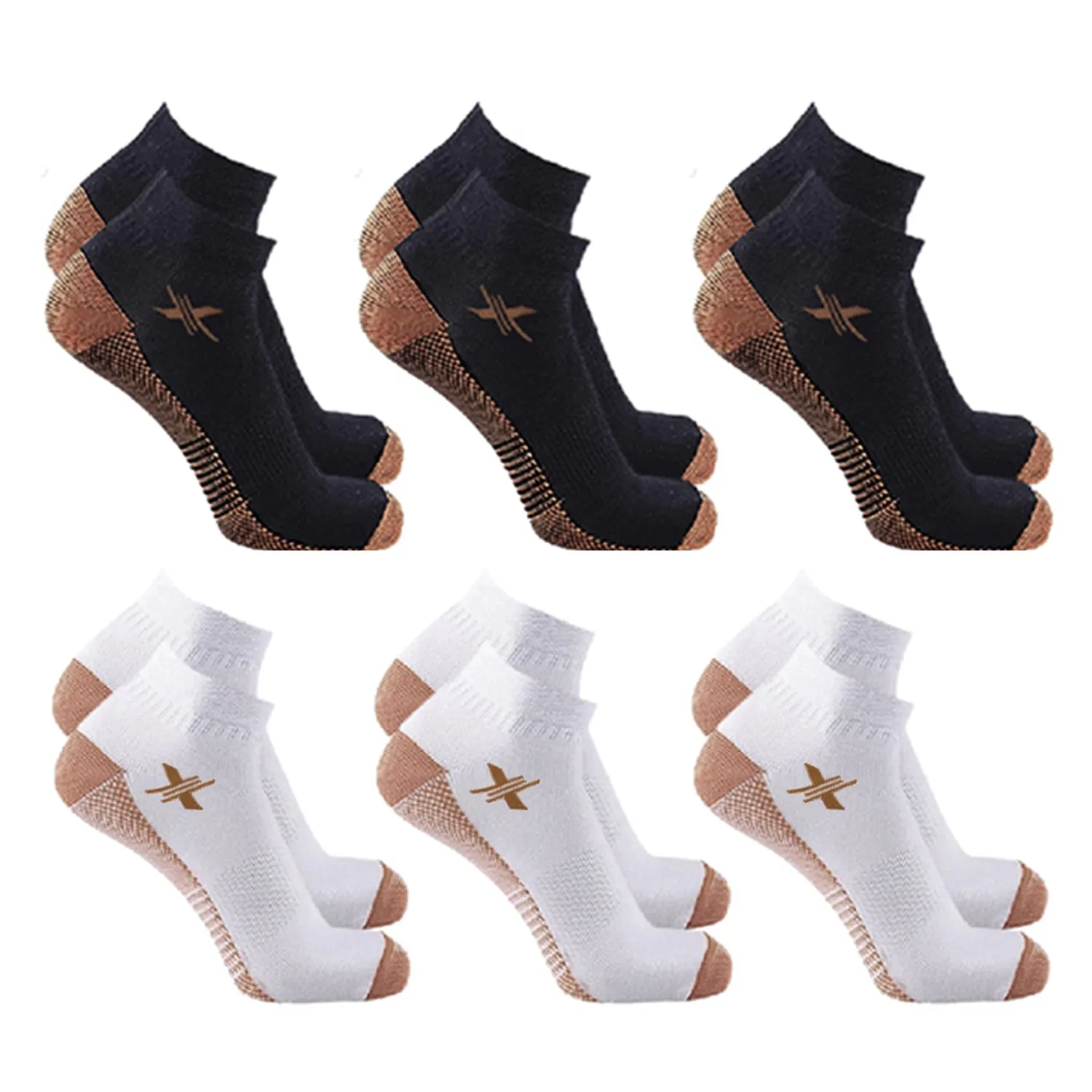 3-Pairs: High Performance Copper-Infused Ankle Compression Socks