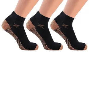 3-Pairs: High Performance Copper-Infused Ankle Compression Socks