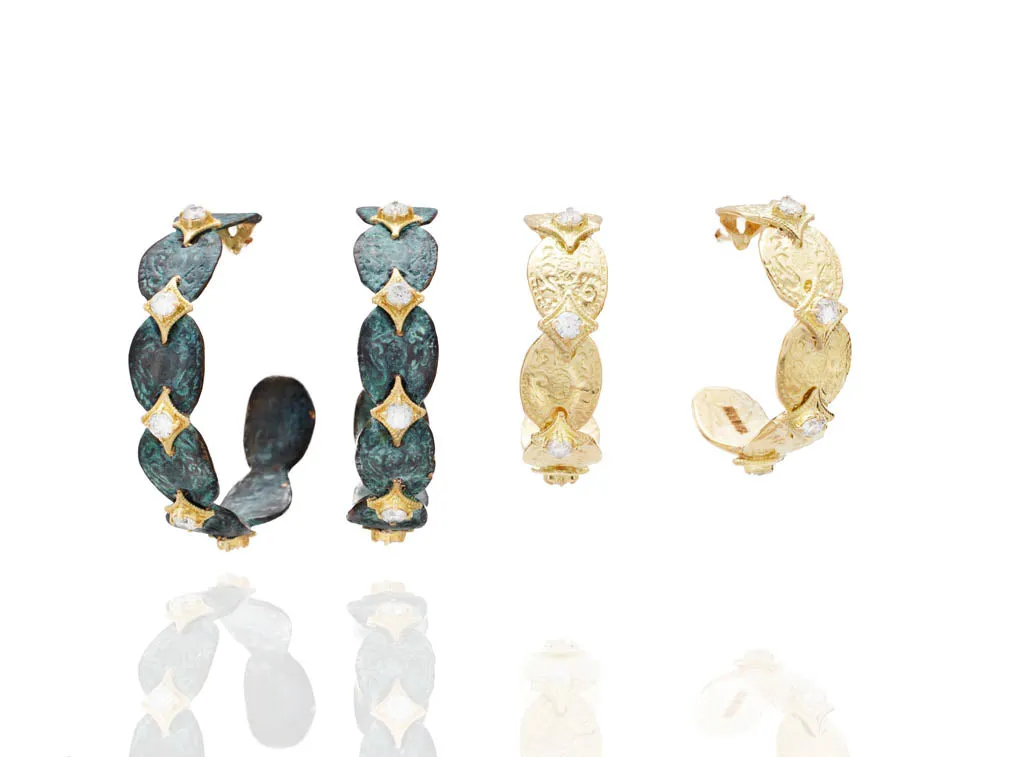35MM PATINA ARTIFACT HOOP EARRINGS