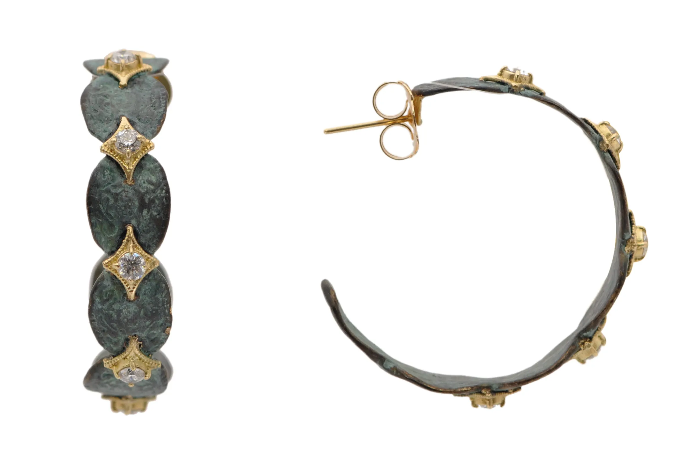 35MM PATINA ARTIFACT HOOP EARRINGS