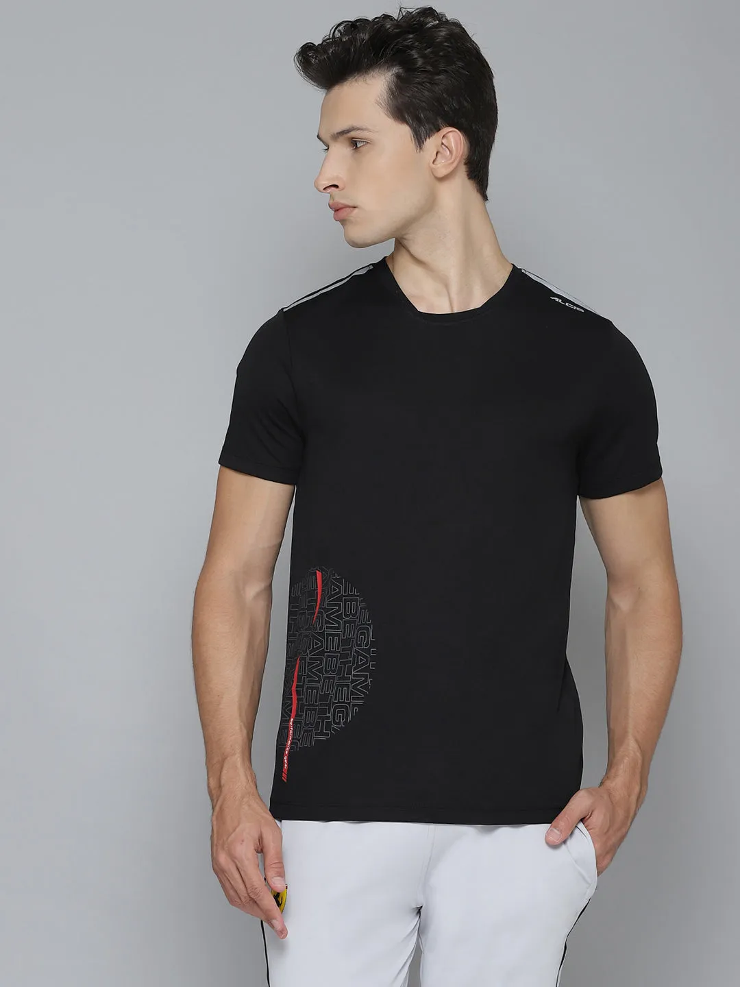 Alcis Men Printed Black Tshirts