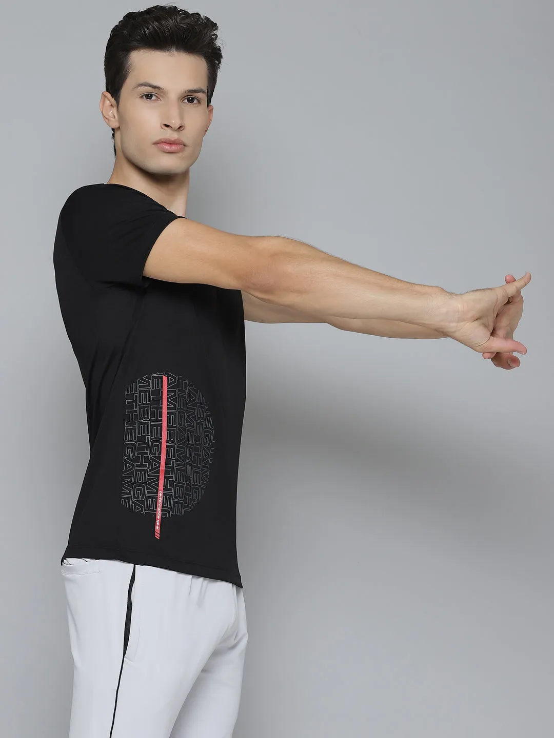 Alcis Men Printed Black Tshirts
