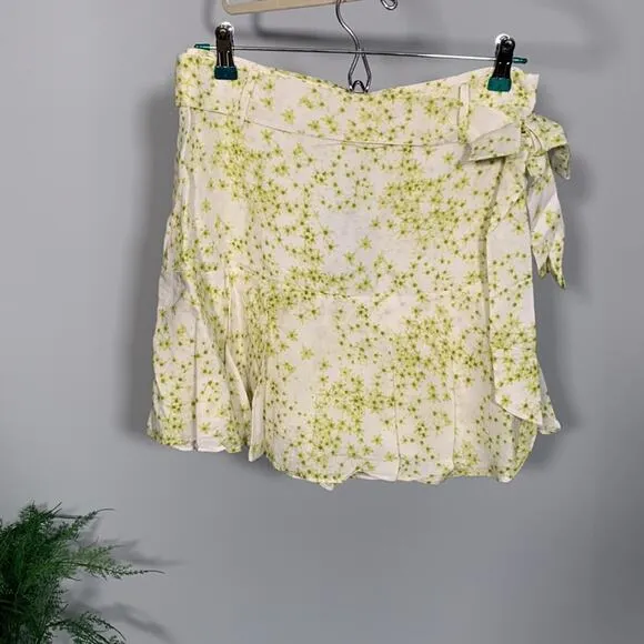 AllSaints Frida Amanzi Floral-Print Woven Mini Skirt White &amp; Green Size 8 NWT
