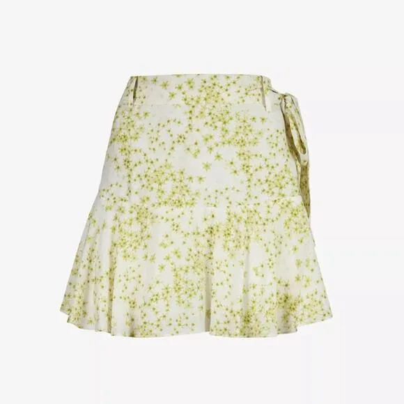 AllSaints Frida Amanzi Floral-Print Woven Mini Skirt White &amp; Green Size 8 NWT
