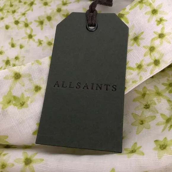 AllSaints Frida Amanzi Floral-Print Woven Mini Skirt White &amp; Green Size 8 NWT