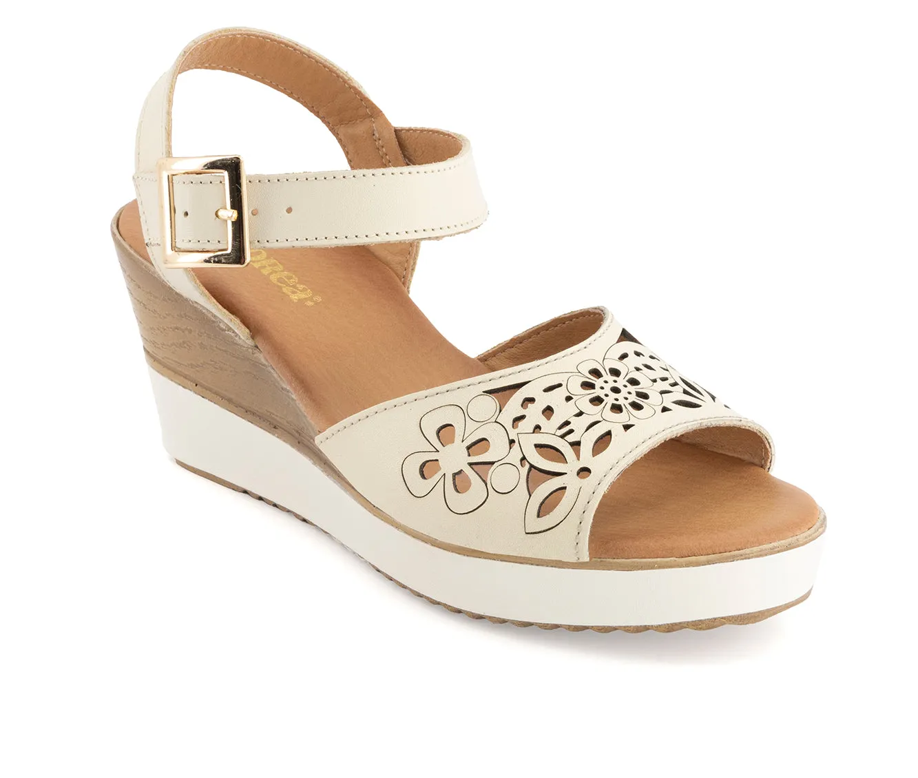 Andrea Women's Wedge Heel Ankle Strap Platform Sandals 68321