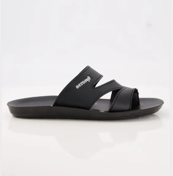 ARSFT Men's PU Soft Slippers - Article 9023 (Black)