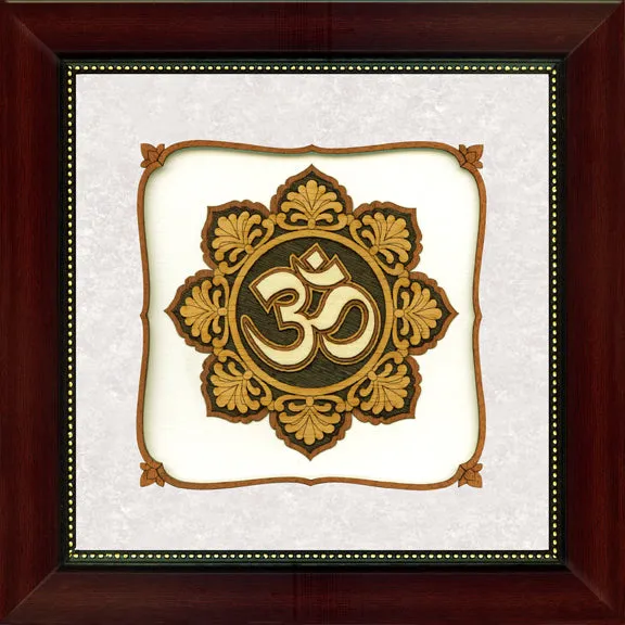 AUM Wood Carving Wall Art, Wood Carving Frame, 3D Wall Art