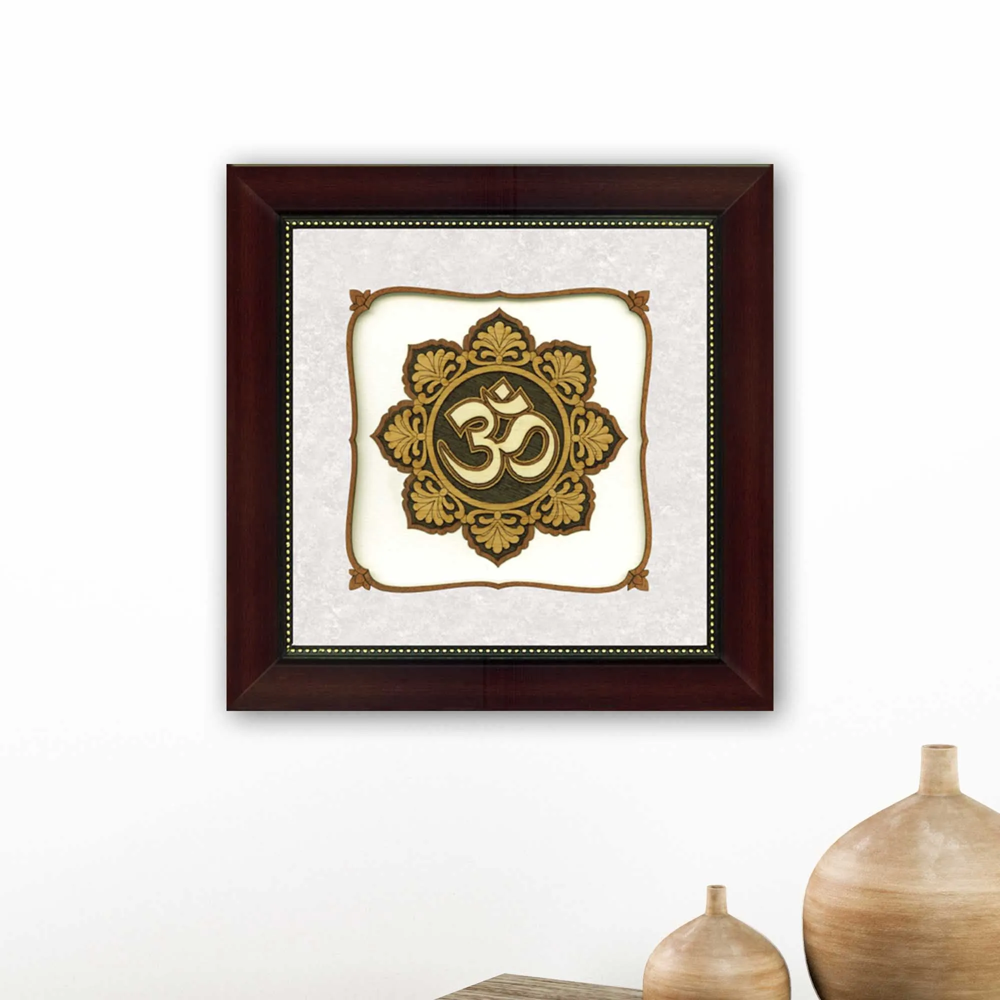 AUM Wood Carving Wall Art, Wood Carving Frame, 3D Wall Art