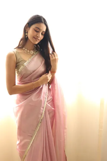 Banarasi Pink Tissue Saree
