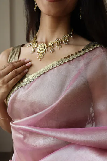 Banarasi Pink Tissue Saree
