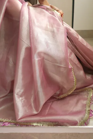 Banarasi Pink Tissue Saree