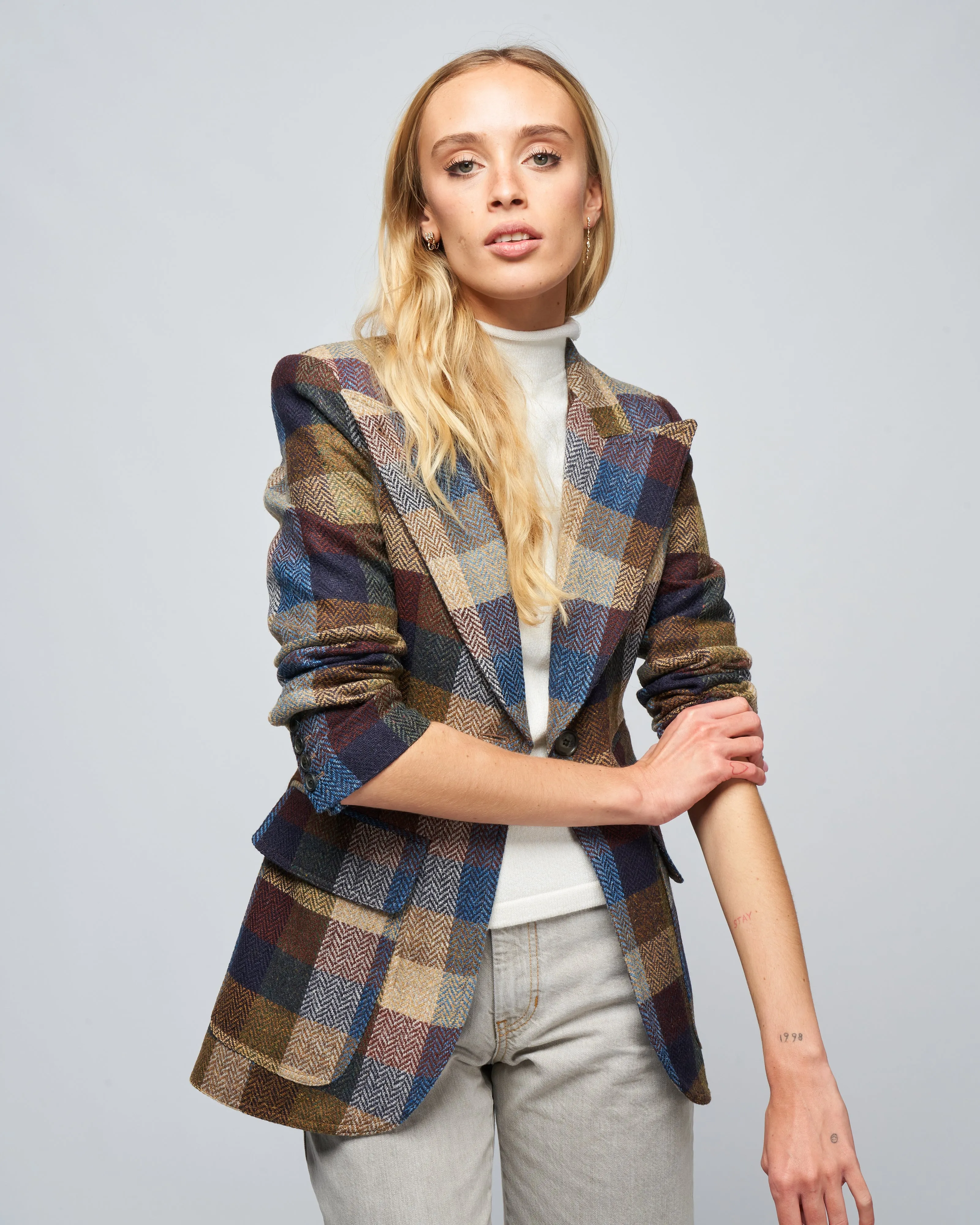 birkin blazer - peri lumberjacket check