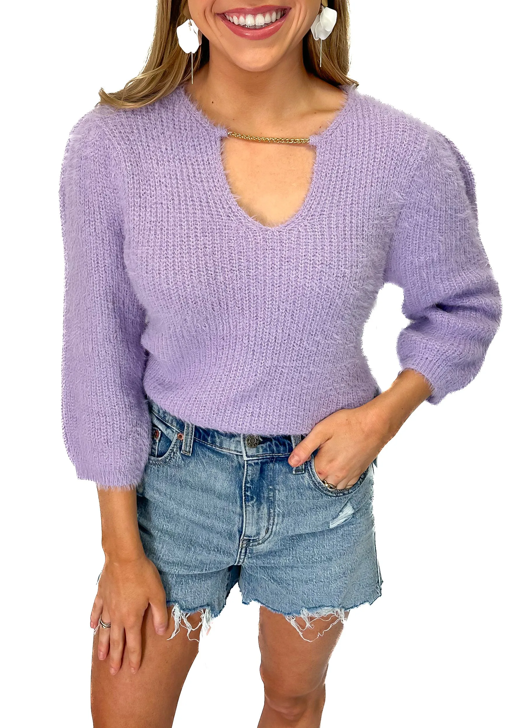 Bishop   Young Anise Cut Out Sweater - Lilac