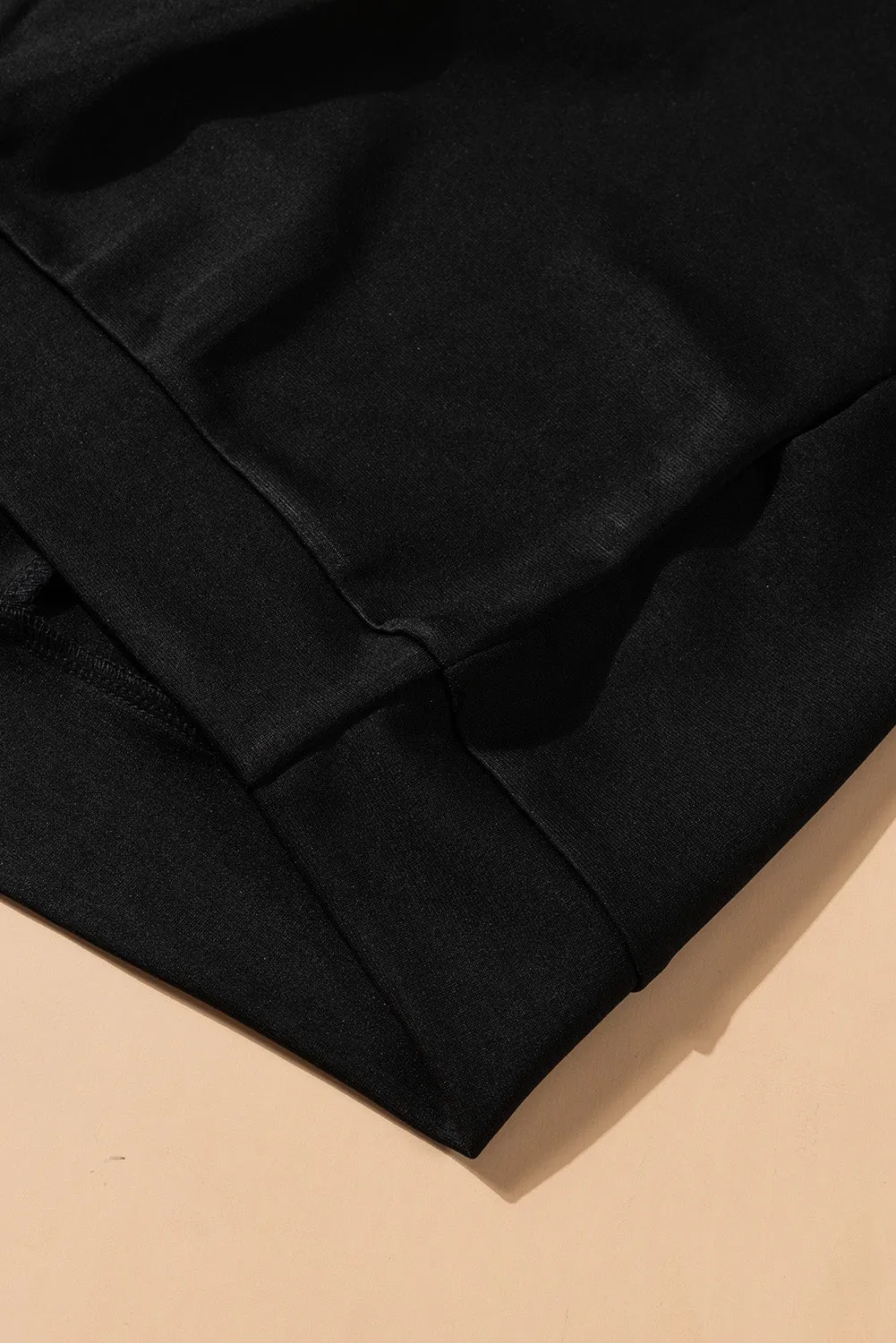 Black Crewneck Long Sleeve Belted Casual Mini Dress