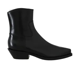 Black Leather Ankle Boots