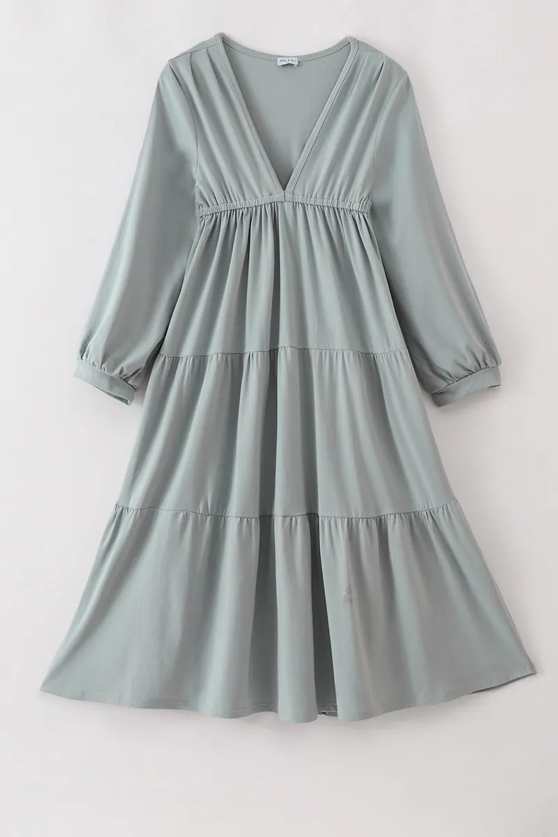 Blue Tiered Mom Dress