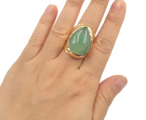 Boho & Mala Green Chalcedony Gold Plated Open Ring R1006