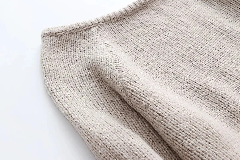 Boho Vintage Oversized Sweater Knitwear Tops Off the Shoulder Large Knit Sweater