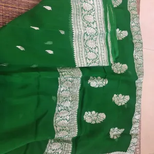 Bright Green Khaddi Georgette Banarasi Saree online
