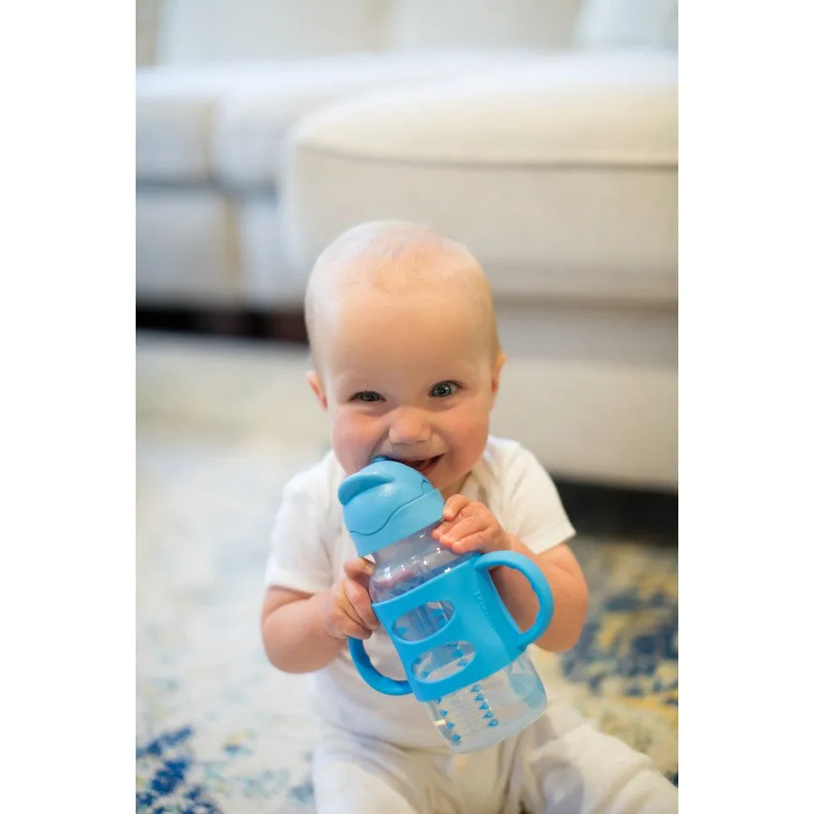 [Bundle of 2] Dr Brown's 9 oz/270 ml PP W-N Sippy Straw Bottle w/ Silicone Handles, Blue, 1-Pack