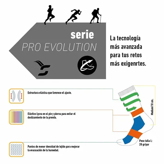 Calcetines Pro Evo Running Naranjo Funstep