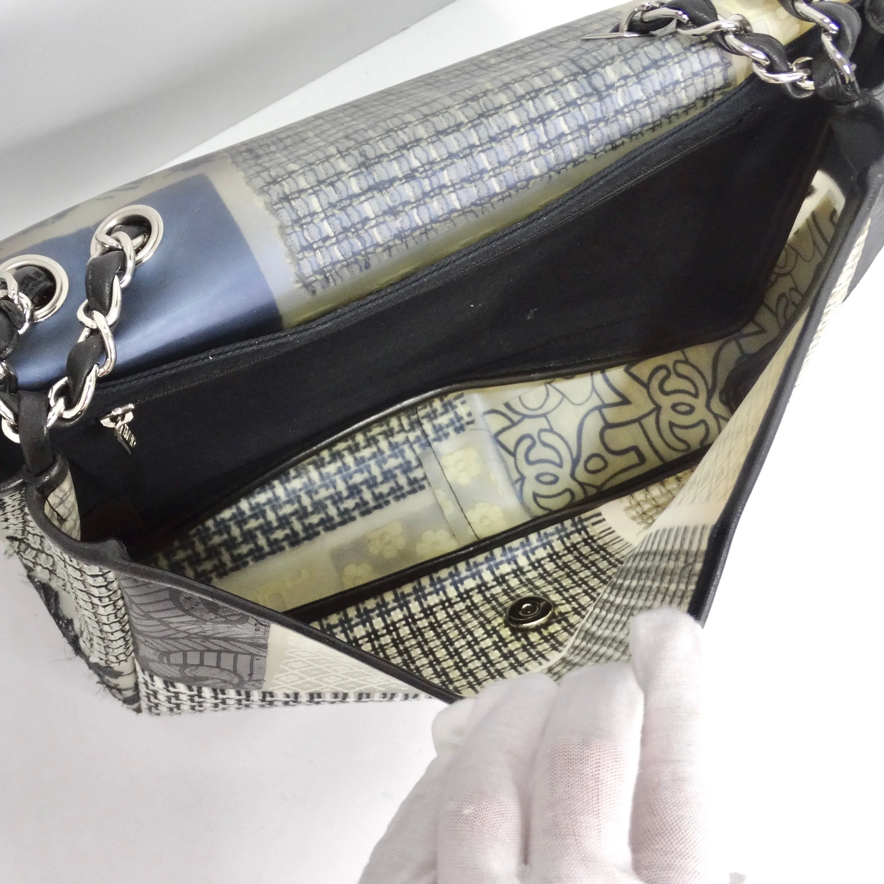Chanel Patchwork Tweed PVC Classic Single Flap Handbag