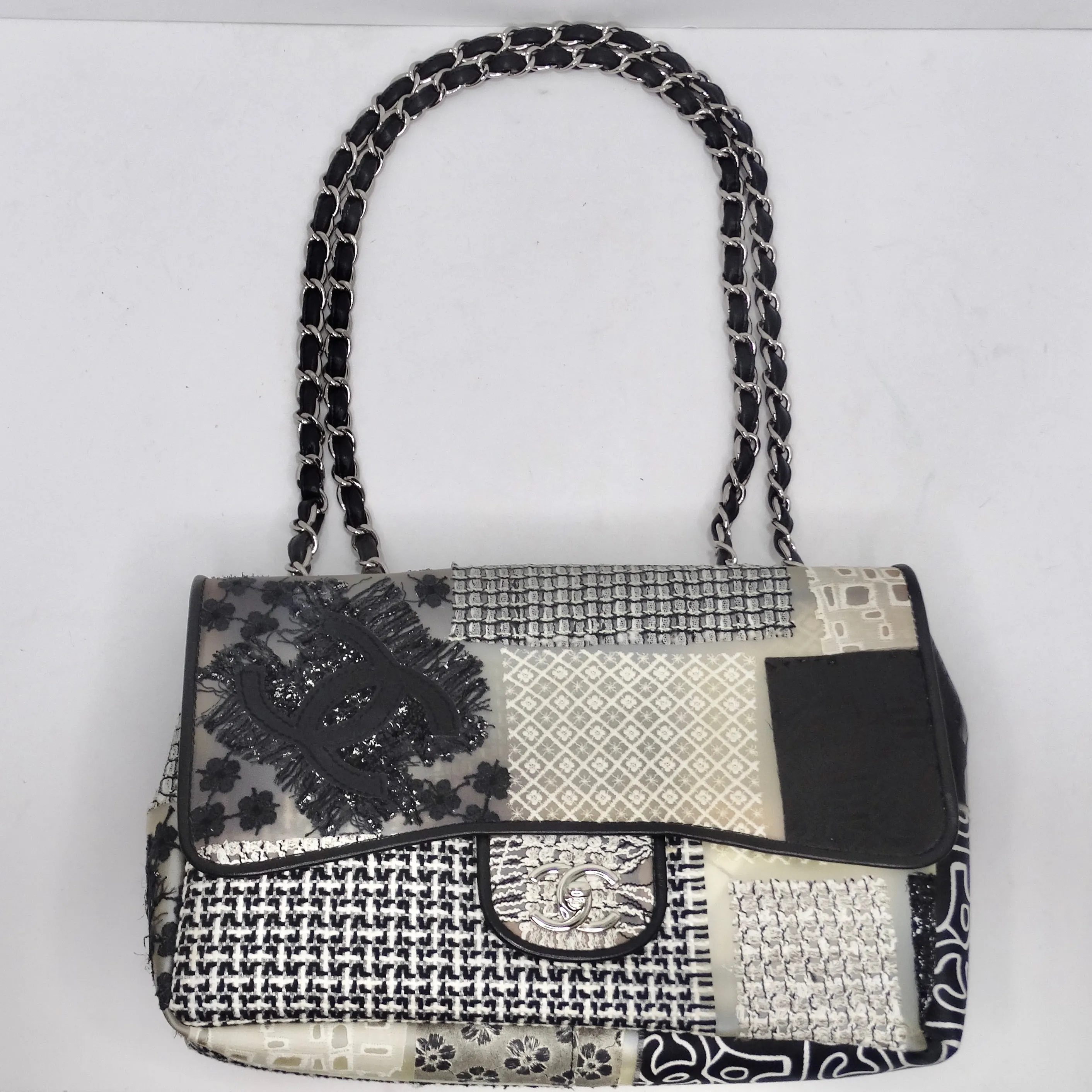 Chanel Patchwork Tweed PVC Classic Single Flap Handbag