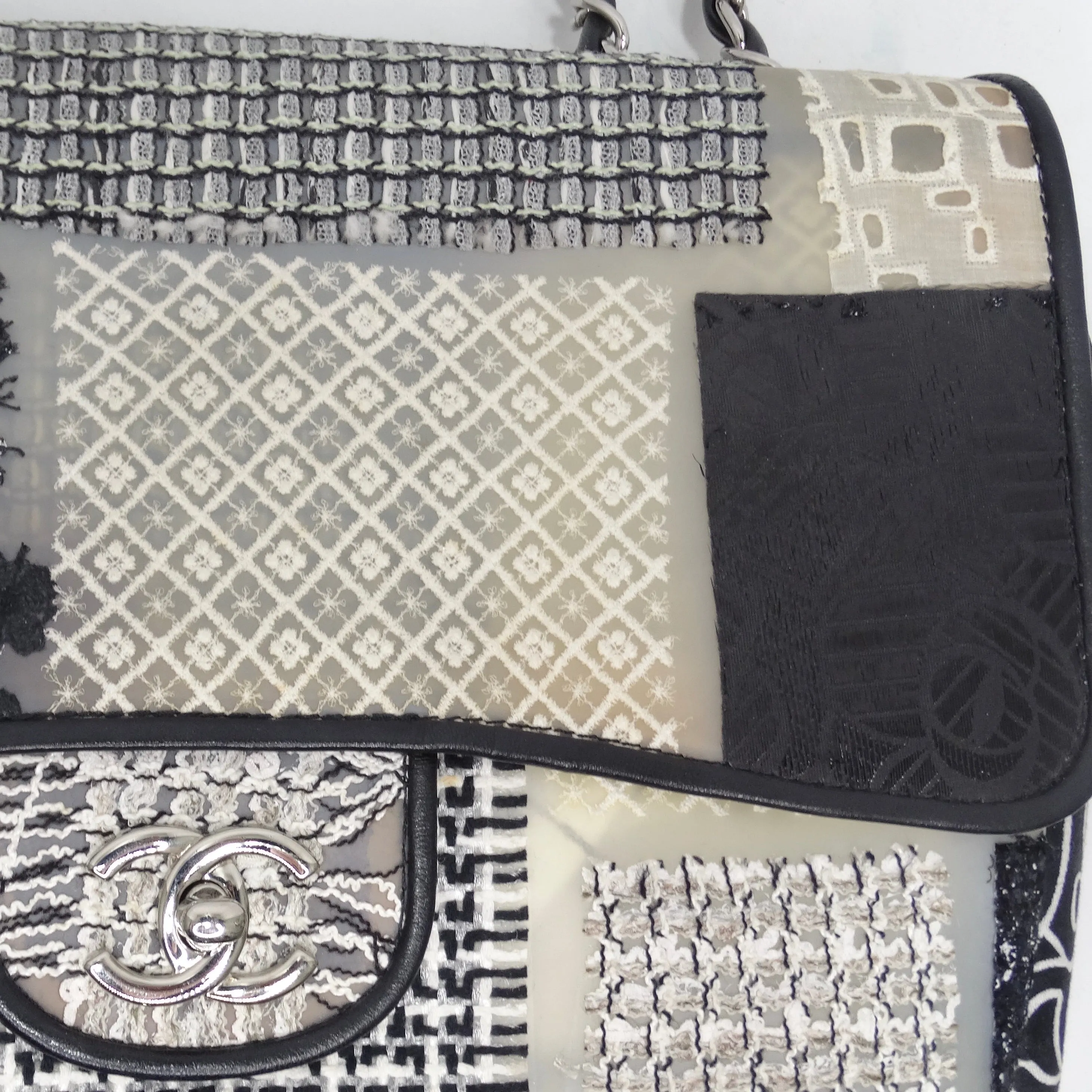 Chanel Patchwork Tweed PVC Classic Single Flap Handbag