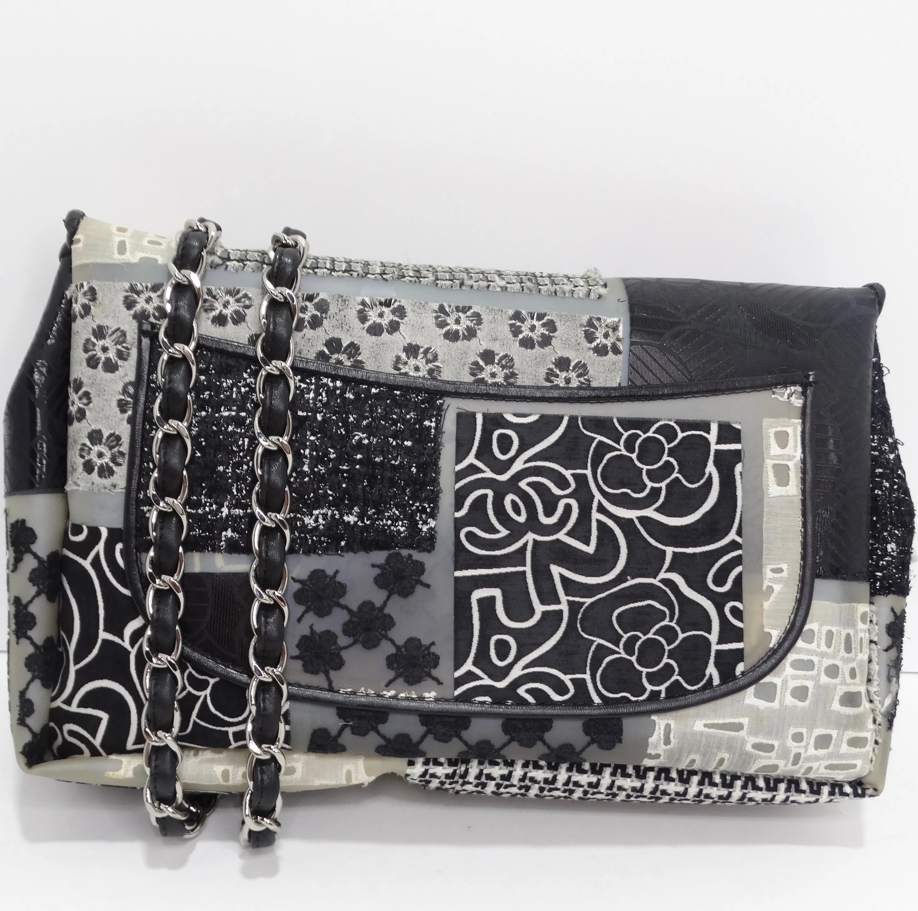 Chanel Patchwork Tweed PVC Classic Single Flap Handbag