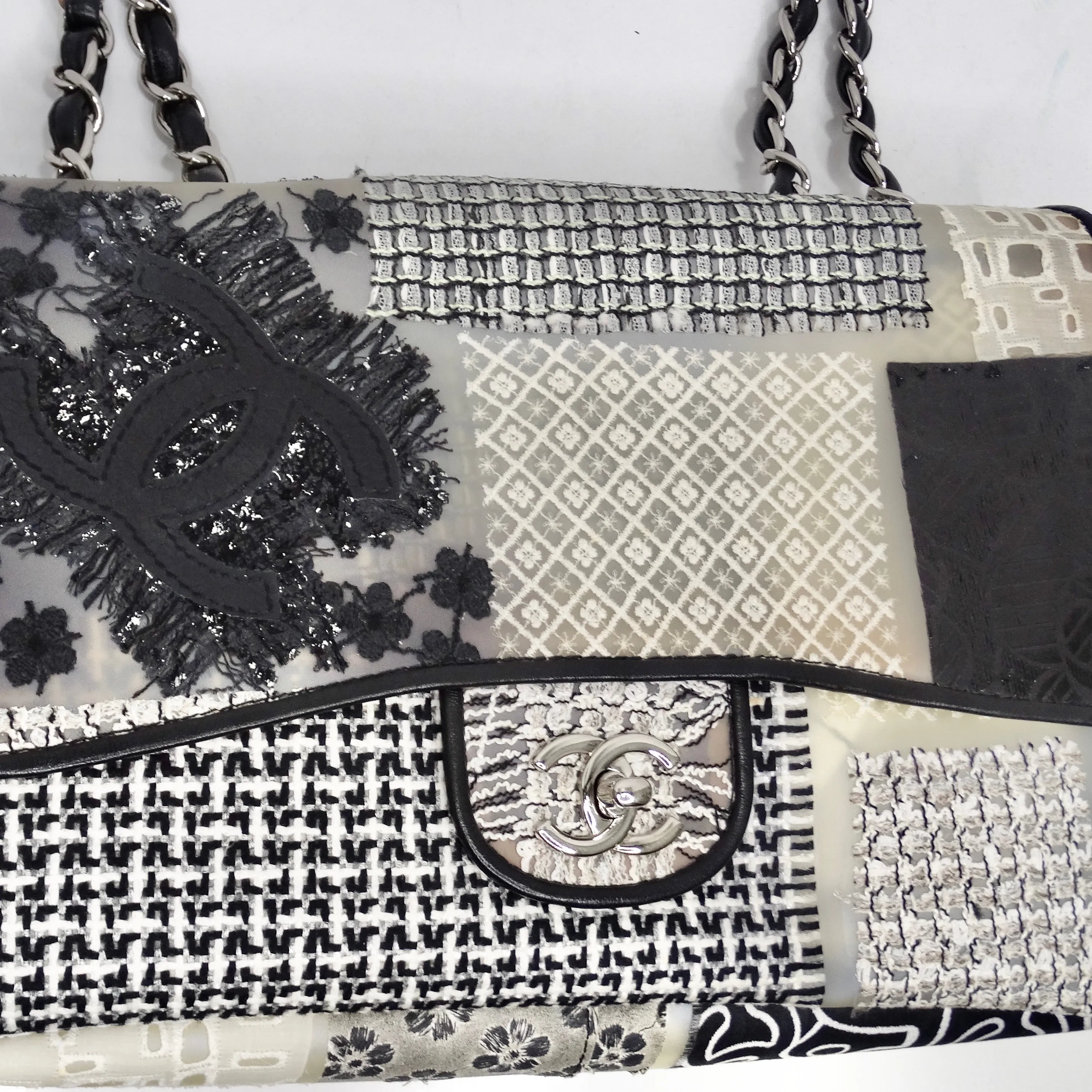 Chanel Patchwork Tweed PVC Classic Single Flap Handbag