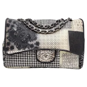 Chanel Patchwork Tweed PVC Classic Single Flap Handbag