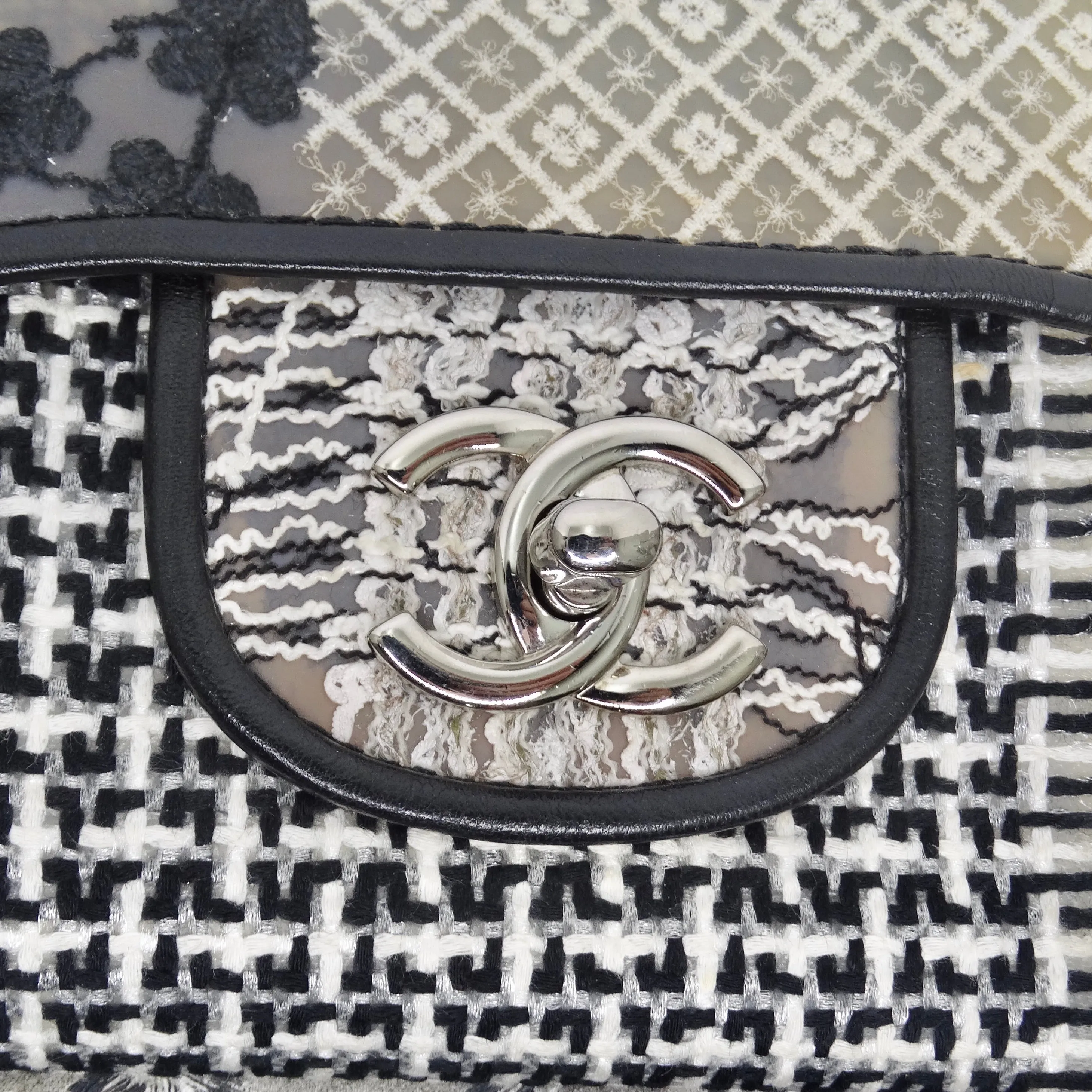 Chanel Patchwork Tweed PVC Classic Single Flap Handbag