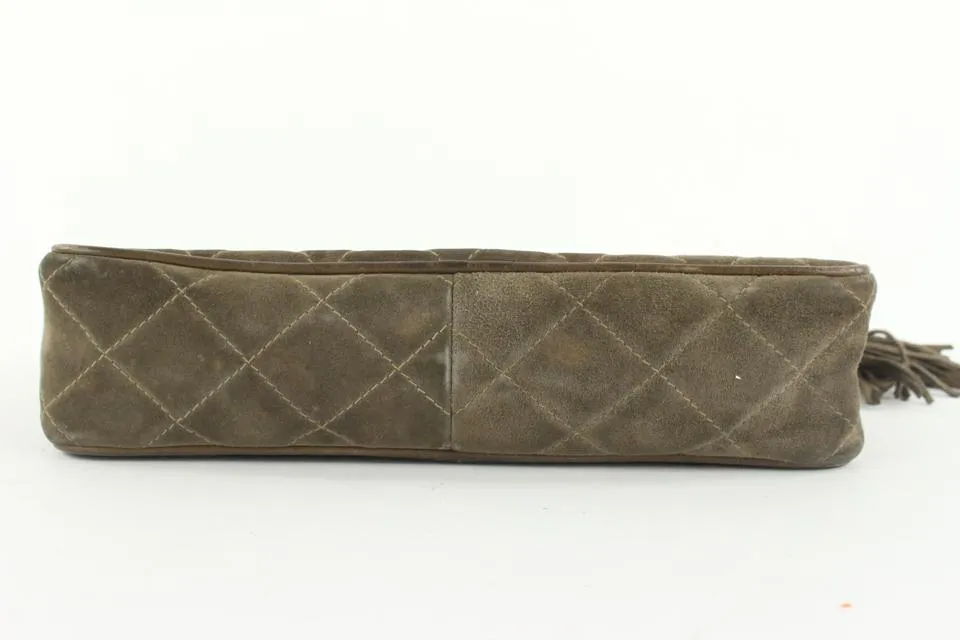Chanel Quilted Brown Suede Fringe Tassel Camera Chain bag 7cas5