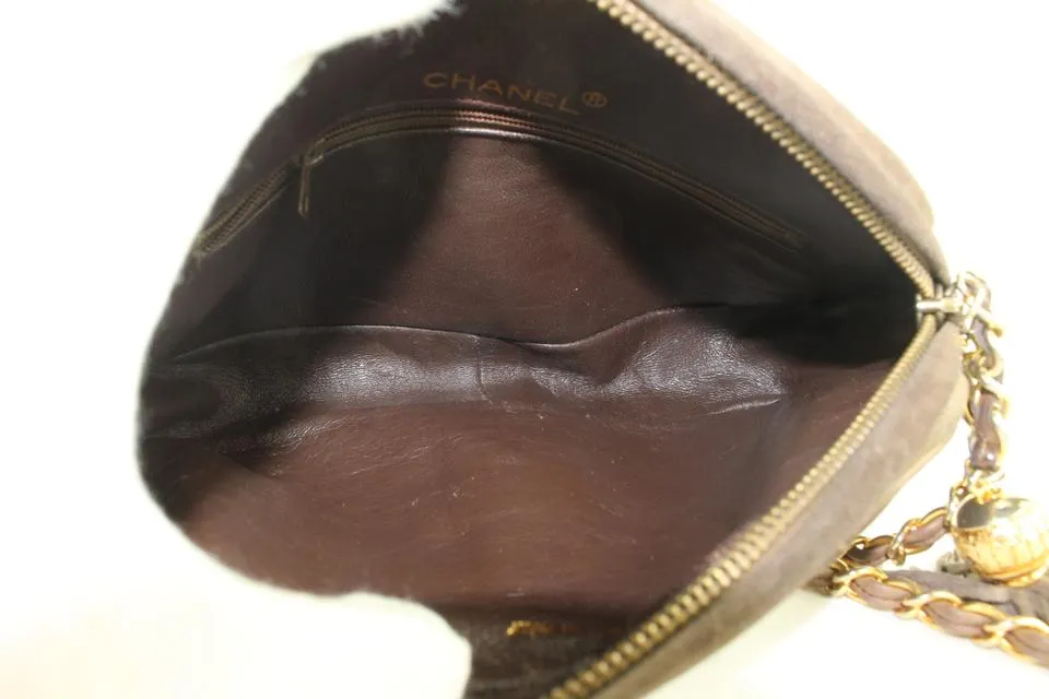 Chanel Quilted Brown Suede Fringe Tassel Camera Chain bag 7cas5