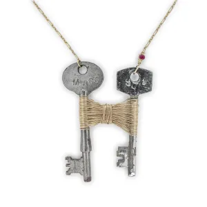 Charity - Skeleton Key Long Gold Necklace