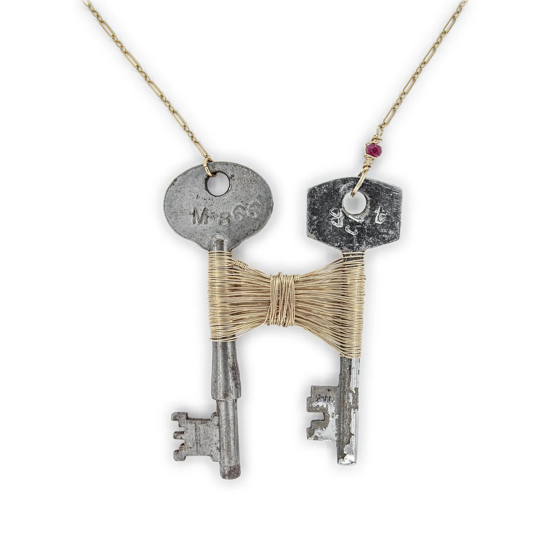 Charity - Skeleton Key Long Gold Necklace