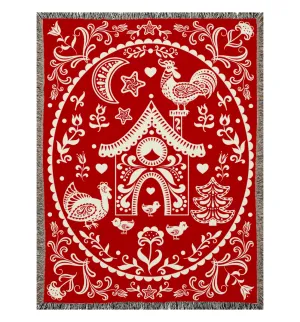 Chickmas Woven Blanket, Red