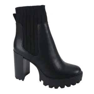 Chunky Heel Sock Boots