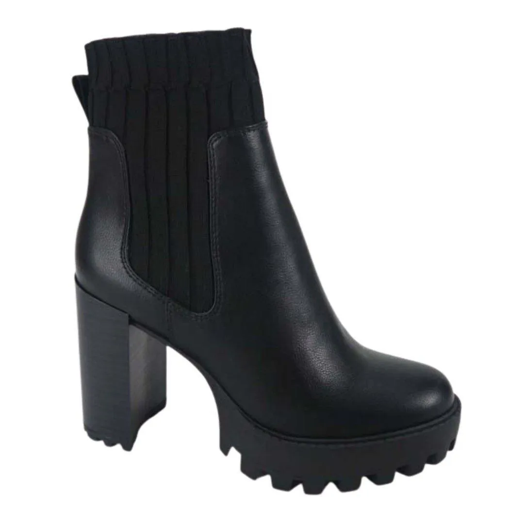 Chunky Heel Sock Boots