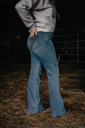 'Clara' Mid Wash Dojo Flare Jean with Cuff by 7 For All Mankind (34.5" Inseam)