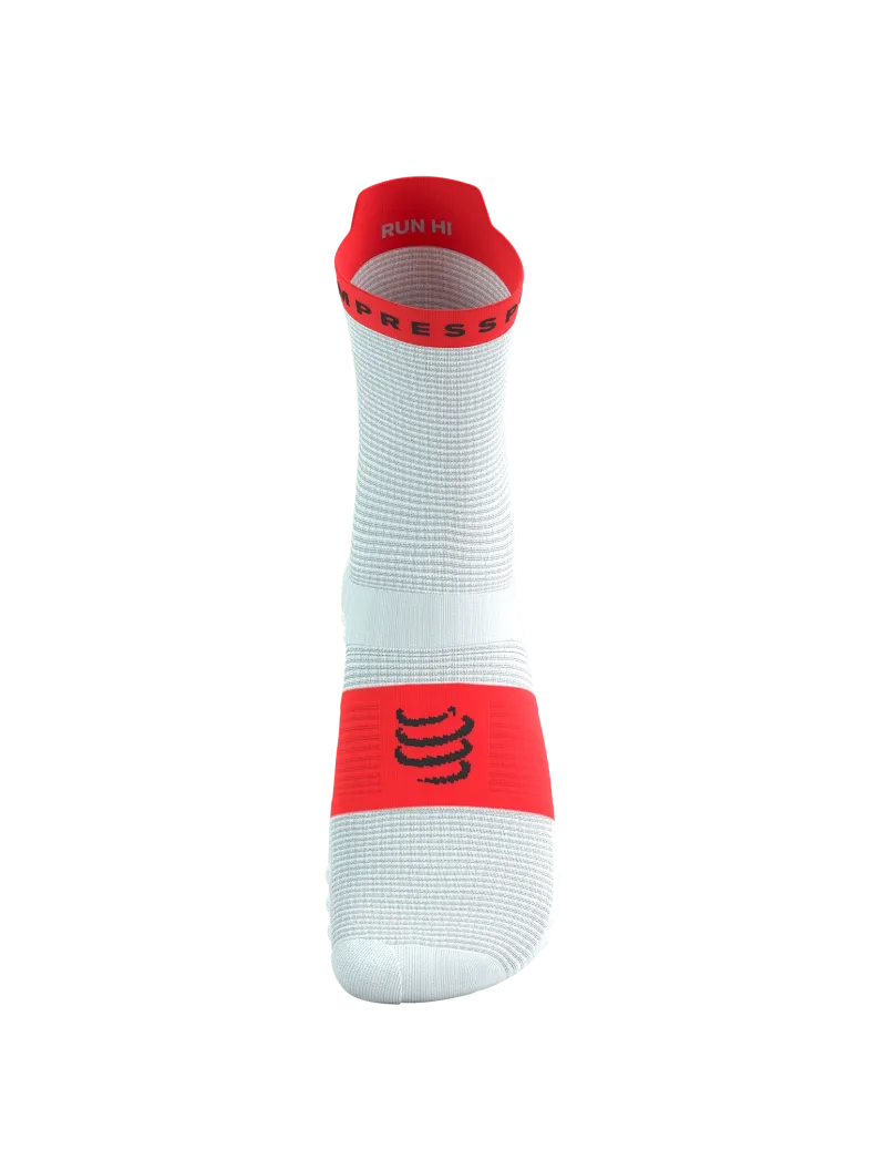 Compressport Unisex's Pro Racing Socks v4.0 Run High - White/Fluo Red