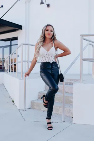 Dazzle Me Rhinestone Bustier Bodysuit - White