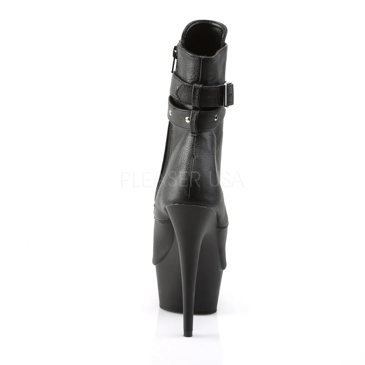 DELIGHT-1033  Black Faux Leather/Black Matte