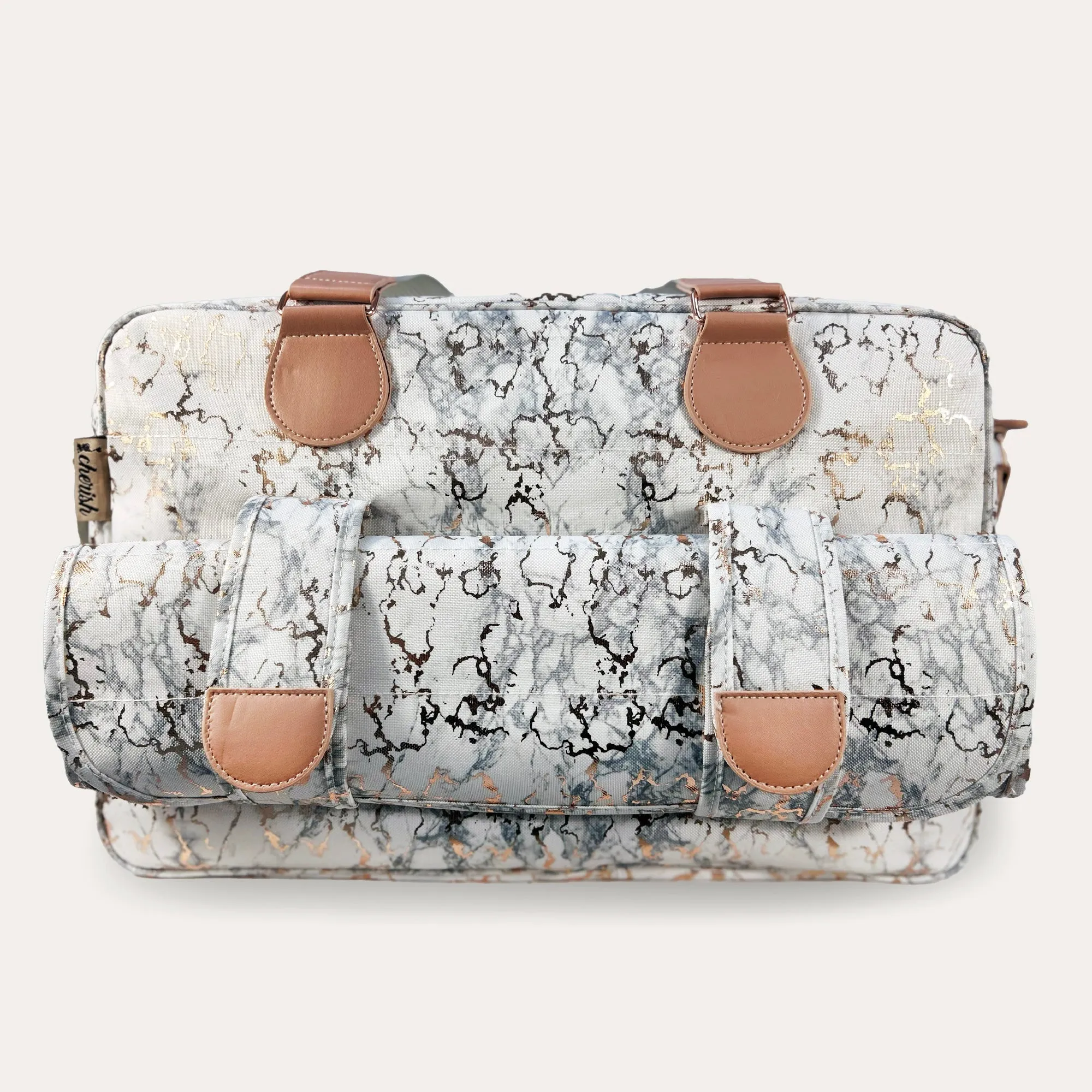 Deluxe Changing Bag - Metallic Rose Gold Marble