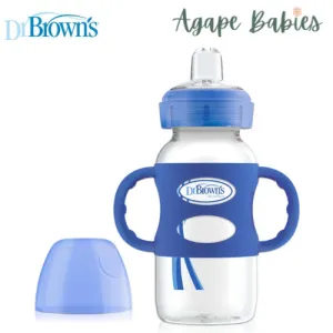 Dr Brown's 9oz/270ml PP WW "Options Compatible " Sippy Spout Bottle W/ Silicon Handles, Blue