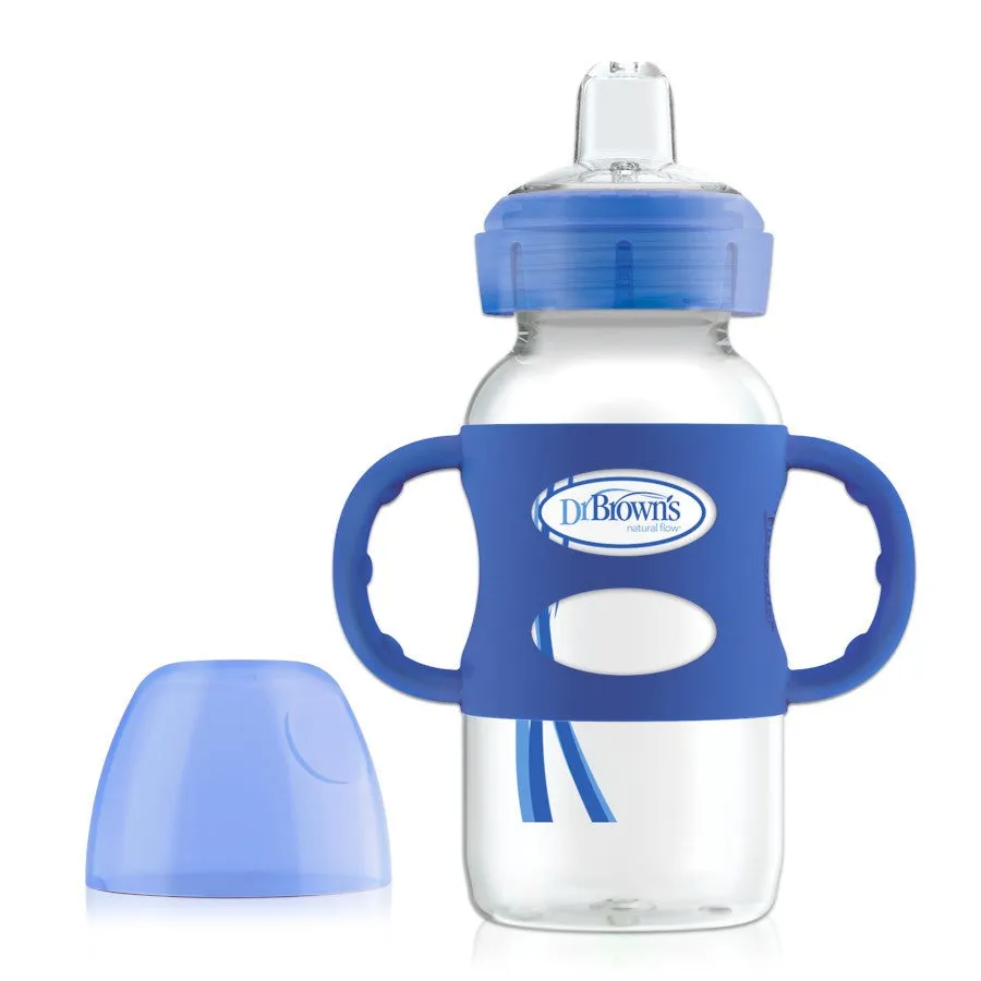 Dr Brown's 9oz/270ml PP WW "Options Compatible " Sippy Spout Bottle W/ Silicon Handles, Blue
