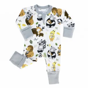 Endanzoo Organic Long Sleeve Double Zippered Romper - Safari Hugs