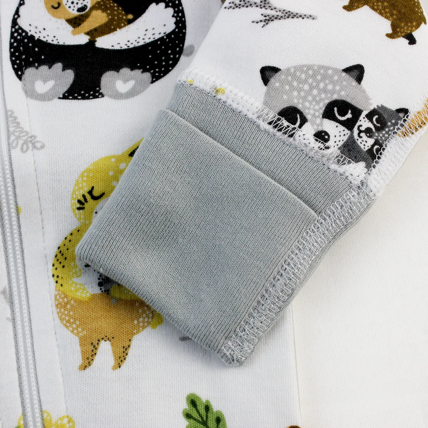 Endanzoo Organic Long Sleeve Double Zippered Romper - Safari Hugs